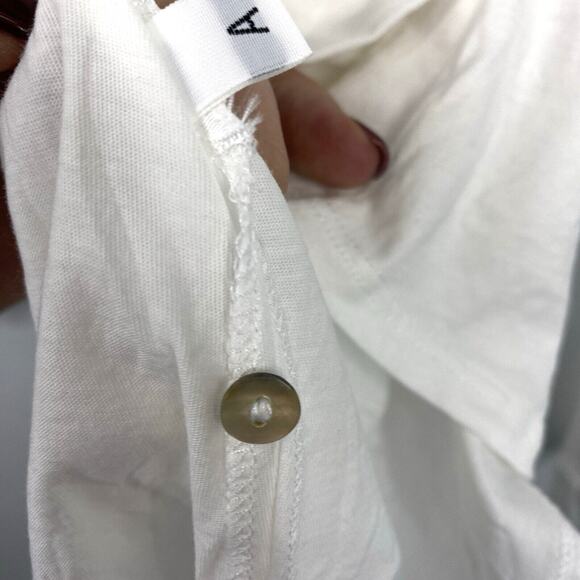 Eileen Fisher Button Up Tunic Top size XS Long Sleeve White High Low Hem - Picture 6 of 8